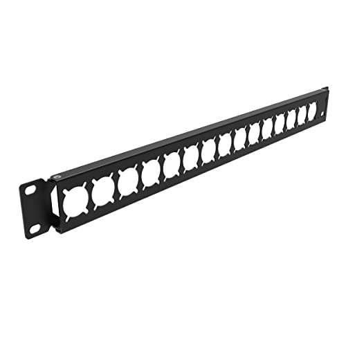 QiaoYoubang 1U Hinged Rack Panel XLR HDMI Audio Rack Mount Panel with 16 D-Series Punch-Outs for...