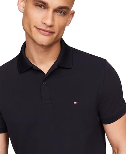 Image of Tommy Hilfiger Men's Short Sleeve Polo Shirts in Classic Fit with Stretch and Organic Pique Cotton