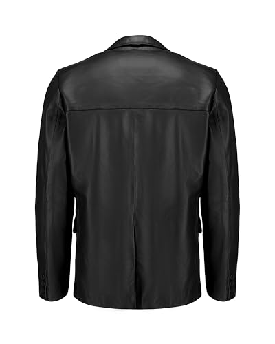 Image of Jild Invisible Stitching Casual Leather Blazer for Men - 2-Button Closure Coat Style Regular Fit Lambskin Leather Jacket Men