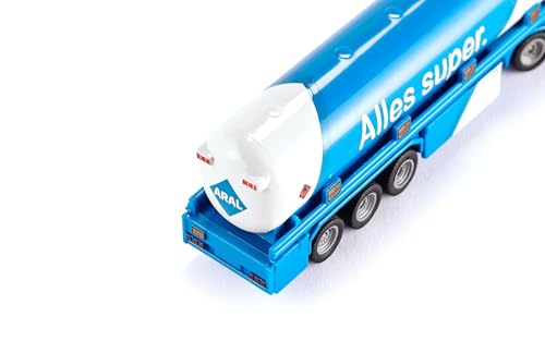 SIKU 1626 – Camion-citerne, Métal/Plastique, Bleu/Blanc, Logo ARAL, Jouet pour enfantss, Pneus en Caoutchouc