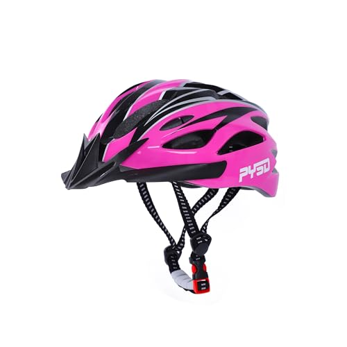 PYSD 自転車 ヘルメット 大人用 サイクリングヘルメット ロードバイクヘルメット 自転車ヘルメット サイズ調整可能 CPSC/CE安全基準認証 男女兼用 PYSD025 ブラックピンク