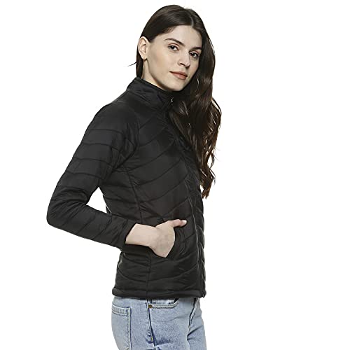 Image of PINACOLADA Women's Puffer Regular Fit Bomber Jacket For Winter Wear | Standing Collar | Full Sleeve | Zipper | Casual Jacket For Woman & Girl | Western Stylish Jacket For Women