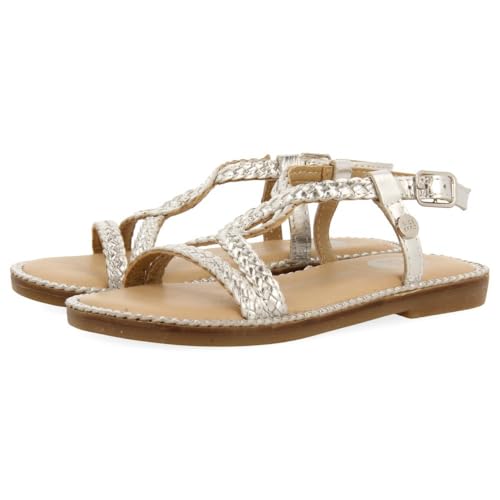 GIOSEPPO| Sandalia plana niña VIROQUA|Zapato piel| Cierre hebilla||Plata|Talla 31