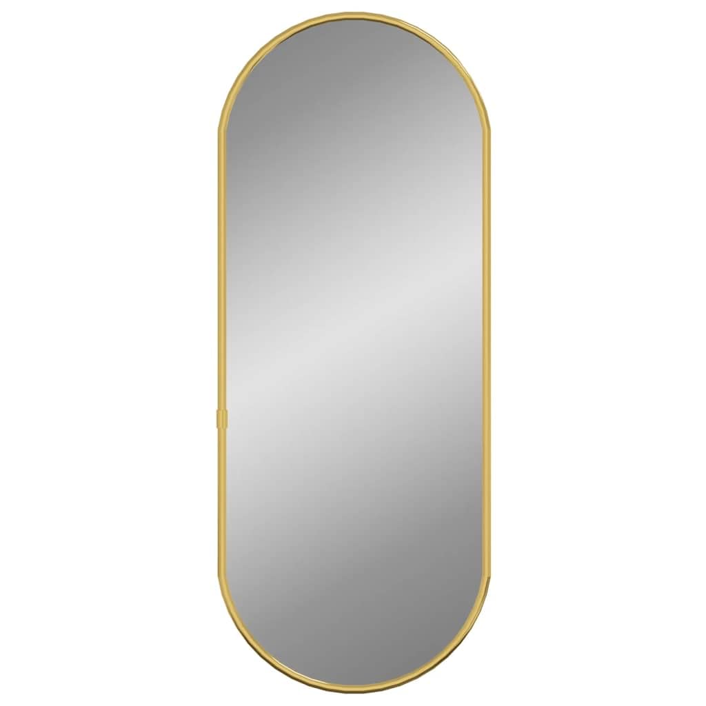 vidaXL Wall Mirror Bathroom Hallway Bedroom Home Decoration Wardrobe Hanging Wall-mounted Vanity Make up Cosmetic Mirror Gold 50x20 cm Oval