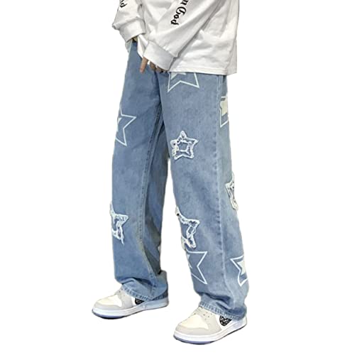 Men's Streetwear Jeans Y2K Hip Hop Jeans Casual High Waisted Wide Leg Baggy Embroidery Harajuku Denim Pants