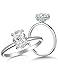 Elspeth 925 Sterling Silver Oval Engagement Rings 1.5CT Oval Cut Solitaire Cubic Zirconia Wedding Promise Rings for Women Size 7.5
