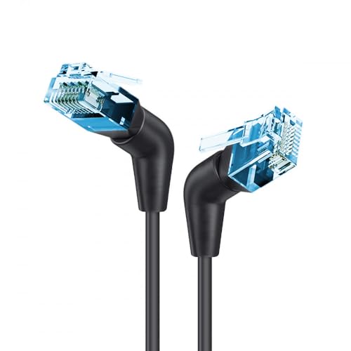Techly Professional 621550 Cavo Di Rete Patch Slim Angolato 90° Rame Tpe Cat. 6A Nero U/Ftp 0,5 M Nero