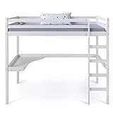 Details: stabiles Bettgestell Weiß, Kiefer Massivholz, Liegefläche 90x200 cm, Stellfläche 96x206 cm, Höhe Bett 174,5 cm, Höhe Tisch 70 cm, Einlegetiefe Matratze 6 cm.