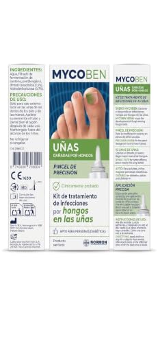 MYCOBEN Kit de Tratamiento de los Hongos en las Uñas- Pincel de Precisión- 10 limas incluidas