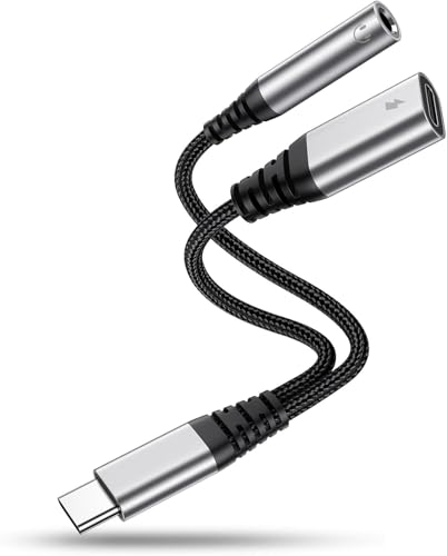 USB C auf Klinke 3,5mm Adapter, 2 in 1 Kopfh&ouml;rer Adapter und Laden, USBC zu Schnellladung Aux Audio f&uuml;r iPhone 17 16 15 Plus Pro Max, iPad Pro Air Mini, Samsung S25 S24 S23 S22 S20 Ultra, Google usw