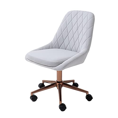 ヤマソロ デスクチェア オフィスチェア おしゃれ ベロア テレワーク キャスター 昇降 回転 ピンクゴールド脚 ファブリック くすみカラー Leria PREMIUM レリア プレミアム 42-758 (ライトグレー)