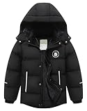 BYLESIN Kids Boy's Waterproof Puffer Cotton Jacket Warm Fleece Lined Down Coat Thick Hooded Winter Coat