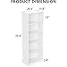 5-Tier Bookcase, Wooden Bookshelf with Open Storage and Anti-Tip Safety Kit, Tall Display Shelf for Living Room, Home Office, Bedroom (White)