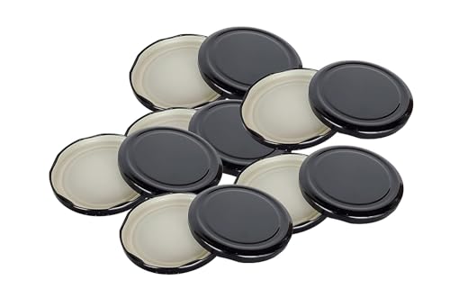 Image of Pure Source India Metal Lug Cap Lid for Glass jar and Milk Bottles, Rust Free, Airtight, Food Grade Caps- 6 Pieces, 42 mm, Black