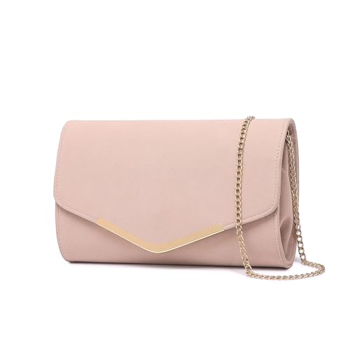 Miss Lulu Bolsa de Cadena Mujer Elegante Clutch Carteras de Mano Bandolera Ante Pequeñas Monedero
