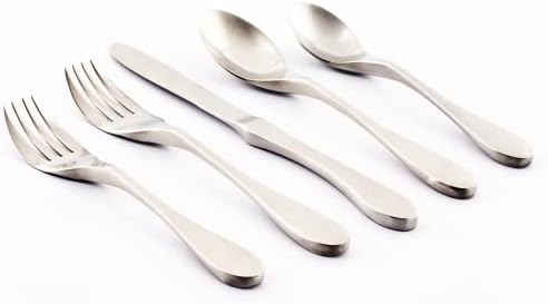 Knork Original Silverware Stainless Steel Metal Utensils Flatware Cutlery Place Setting, 5 Piece, Matte Silver