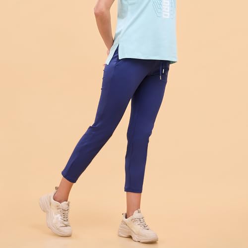 Image of Enamor Mid Rise 7 /8th Length Drawstring Closure Travel Pants for Women - Relaxed Fit, Quick Dry, Antimicrobial - E068