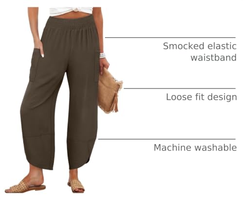 Image of ANRABESS Womens Wide Leg Palazzo Capri Pants 2026 Summer Casual High Waisted Barrel Lounge Flowy Cropped Beach Work Trousers