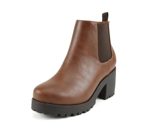 Image of Soda Top Shoes Jaber Ankle Boot W Lug Sole Elastic Gore and Chunky Heel