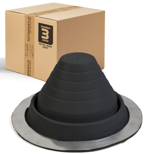 Image of Fasteners Plus #3 Round EPDM Metal Roof Pipe Flashing Boot (Fits 1 /4 inch - 5 inch Pipe OD), Black