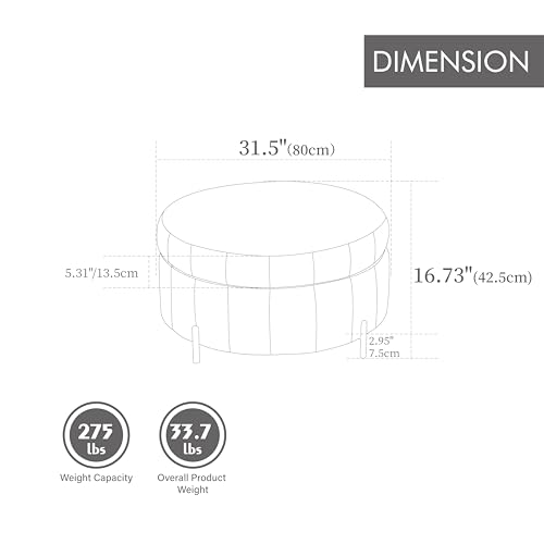 Velvet Storage Ottoman, 31.5" Round Reversible Lid Pouf, Channel Tufted Pumpkin Shape Footstool for Living Room, Bedroom, Office, Green - Image 3