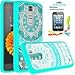 LG Tribute 5 / LG K7 Clear Case With HD Screen Protector, AnoKe [Scratch Resistant] Colors Totem Mandala Flower Ultra Slim Acrylic Hard Cover TPU Bumper Hybrid For LG K7 TM CH Mint