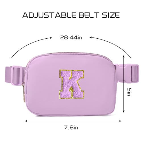 Image of Gitus Gifts for 8 9 10 11 12 Year Old Girls Belt Bag Fanny Pack Crossbody Bags with Initial Letter Patch Cute Stuff Birthday Gifts for Teen Girls Women Personalized Trend Stuff (Lavender-K)