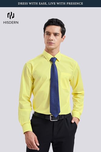 Image of HISDERN Mens Dress Shirt with Tie Pocket Square Set Classic Button Down Shirt Matching Tie Long Sleeve Shirts