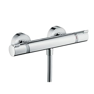 hansgrohe Ecostat Comfort – Duschthermostat Aufputz, Duscharmatur mit Sicherheitssperre (SafetyStop) bei 40° C, rundes Thermostat für die Dusche, Mischbatterie für 1 Verbraucher, Chrom