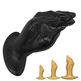 Seckoe realistischer handförmiger Silikon Massager starker Saugnapf T förmiger Sockel Prostata Massage G Punkt Stimulation Analplug Masturbator Analdehner Faustspiel Unisex Spielzeug(Gold, L)