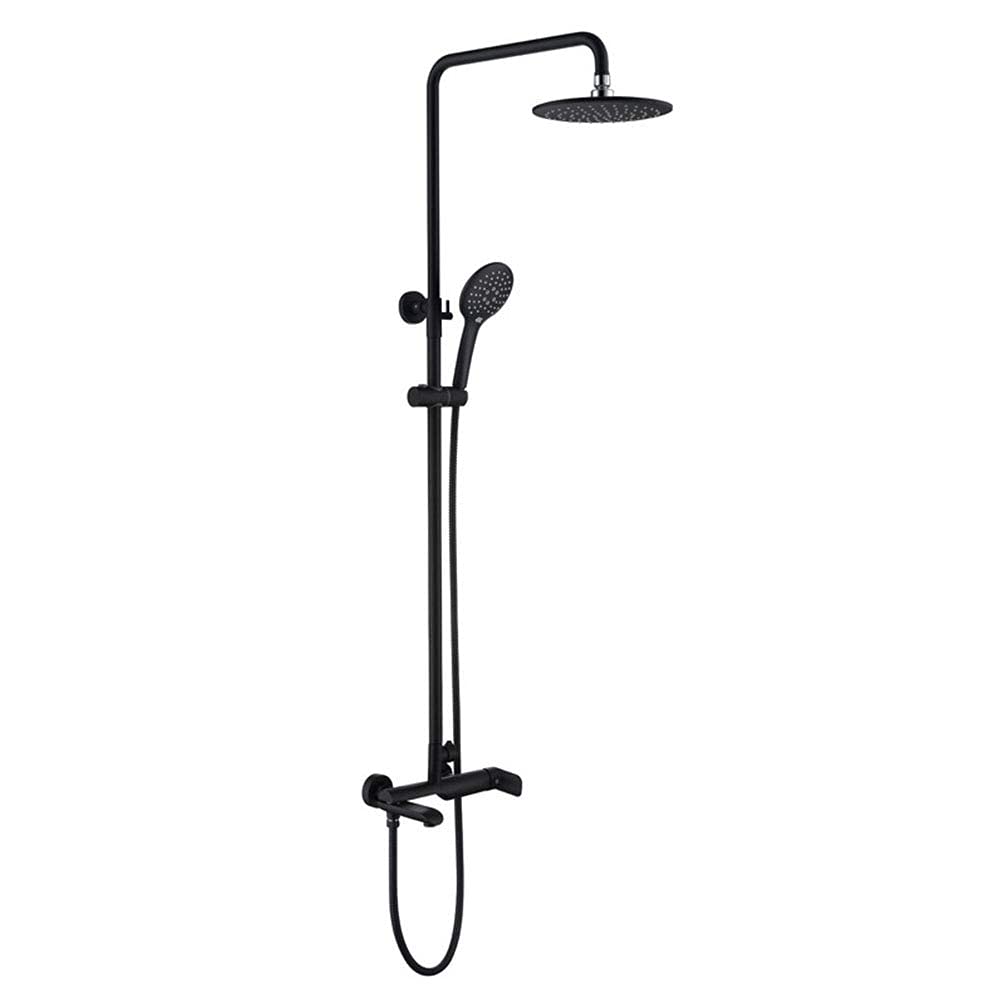 CWCQGH Black Shower Set, Wall Mount Hot and Cold Shower Set Shower Arm Diverter Mixer Handheld Bathroom Shower Fuacet Water Faucet Mixer