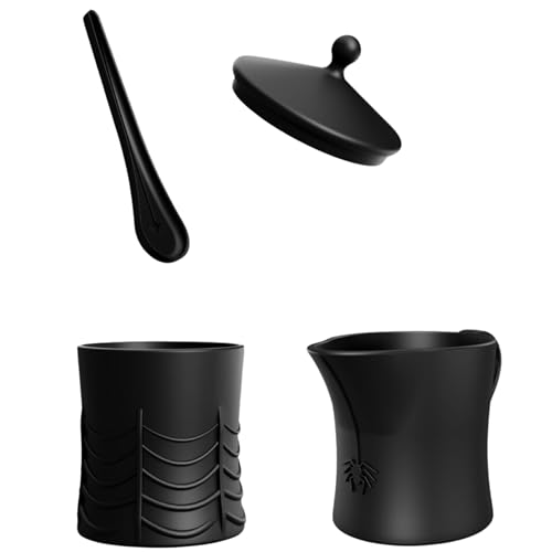 Image of Nomnu Spiderweb Sugar and Creamer Set, Gothic Sugar /Cream Container, Black