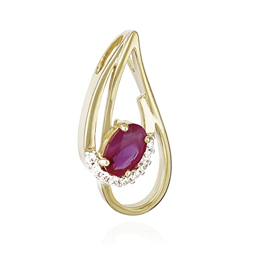 Pendentif rubis véritable or jaune 8 carats amulette zircon NKlaus 11945