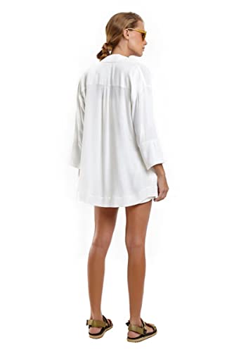 Chemise blazer liso, ADULTO FEMININO,OFF WHITE ,G