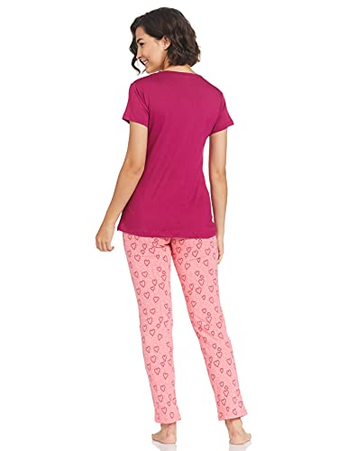 Image of Rupa Women's Cotton Digital Print Pajama Set Pack of 1 (1352A01-BERRY- Berry XL)