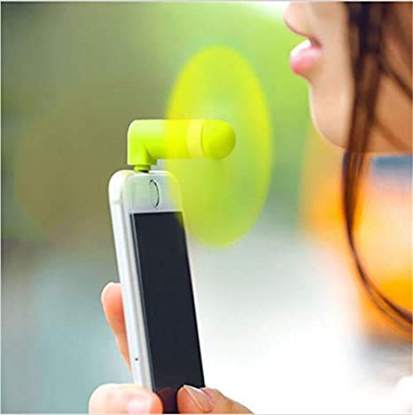 Image of QAWACHH 3 in 1 OTG Mini Portable Mobile Fan for Android and iPhone, Type c-Orange- (blue)