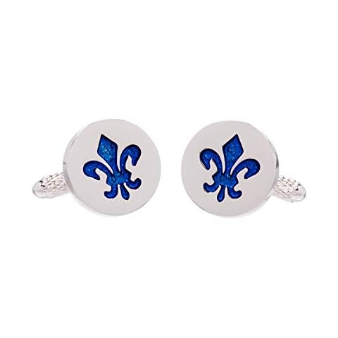 Fleur De Lis Design Blue Cufflinks in Gift Box - Onyx-Art London CK908 Cover