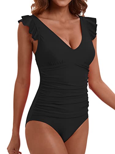 Women's Ruffled One Piece Swimsuit Tummy Control Bathing Suits Swimwear2