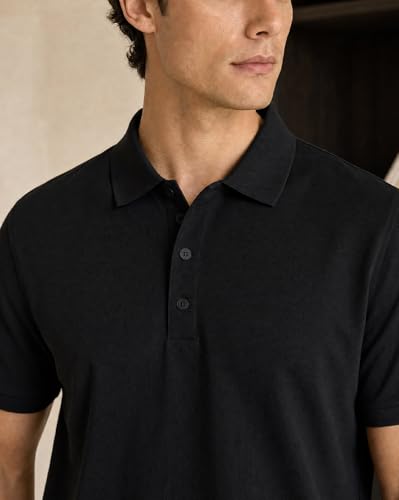 Image of NOBERO Men's Cotton Solid Regular Fit Polo Shirt