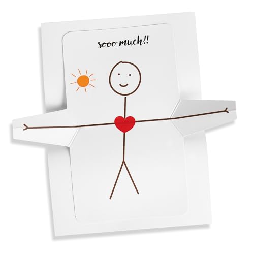 Set 3 Funny Stick Man Love You Greeting Cards, Gen Alpha Adorable Keepsake for Boyfriend Girlfriend, Romantic Pop-Up Love Card, Valentine’s Day, Birthday Gifts for Mom (Love You)