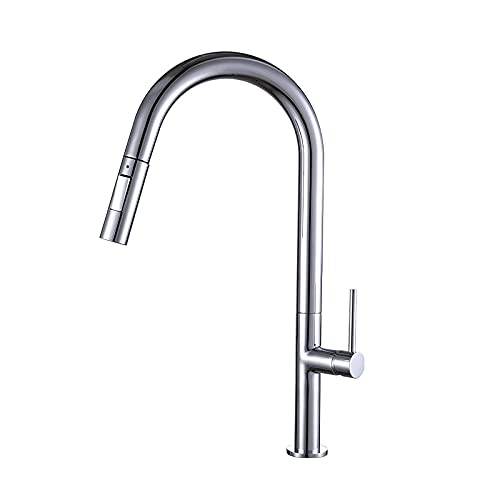 Robinet de cuisine rétractable tactile argenté anti-traces pour évier