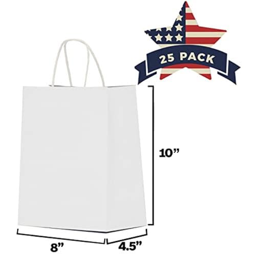 Qutuus 25 pcs Medium White Paper Bags