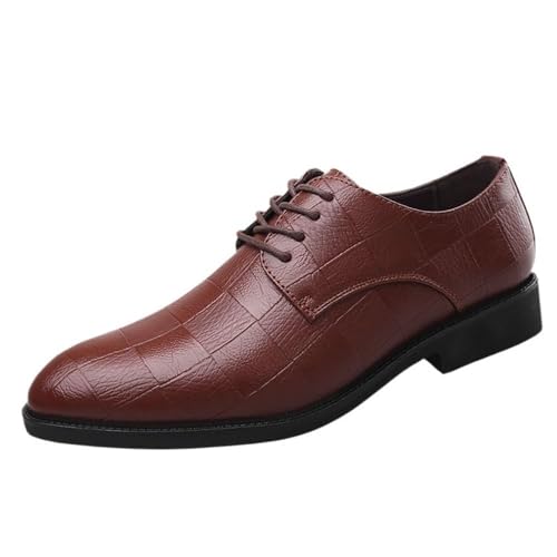 Dress Shoes for Men Leather Oxford Business Wedding Shoes Pointed Toe Formal Shoes for Men Comfortable Non-Slip Walking Lace Up Shoes