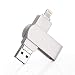 Produktbild SU Flash-Laufwerk 16-256G Handy-Speichererweiterung für PC/iPhone/iPad/Android DREI in Einem rotierenden Metallgeschenk,Silver,64GB