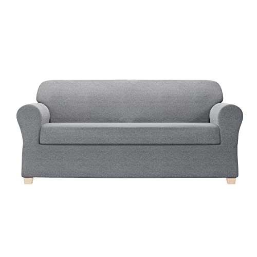 Zenna Home Eco-Smart Recycled Cotton 2-Piece Sofa Slipcover, Black Heather #TOP6