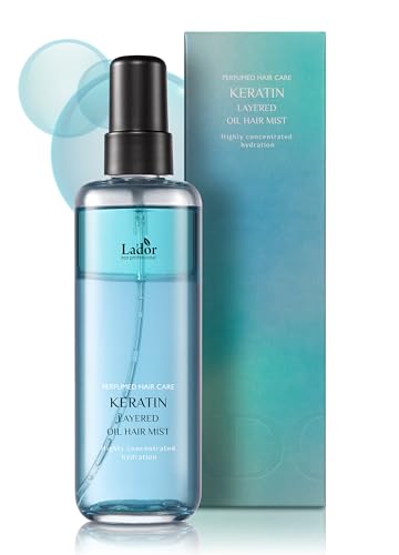 LA’DOR Keratin Hydrating Anti-Frizz Oil Water Perfume Heat Protectant Hair Mist – Leave-In Treatment Spray for Dry Damaged Hair Korean Haircare LADOR 4.4 Fl Oz