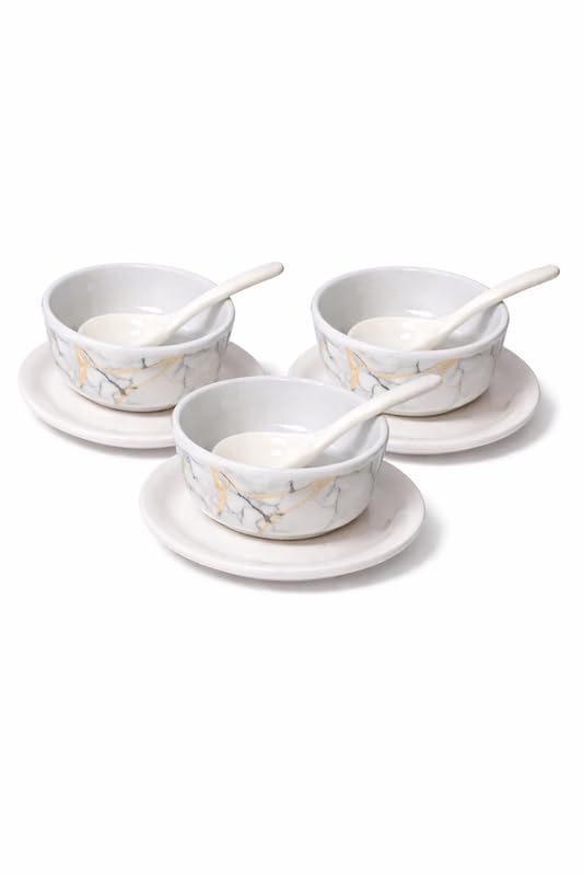 Image of Ariya Melamine French Soup Bowl Set Black Gold Harmony Collection Set of 3