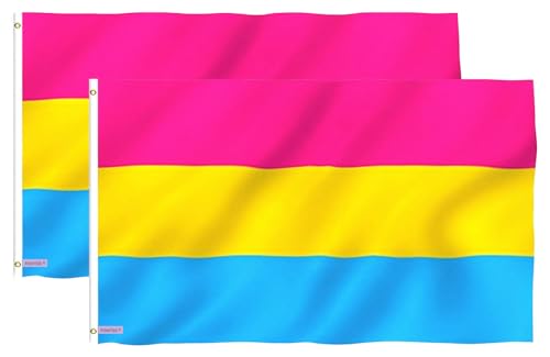Fontee® 2 Stück [Pansexual Flag] [90X150 cm] [Lebendige Farbe] [UV-lichtbeständig] [Leinwandkopf] [Doppelt genäht] [Dicke Messingösen] [Omnisexual Flag]