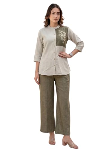Image of TOPLOT Embroidery Cotton Kurta Set for Woman || Co ord Set for Women Stylish (5239)