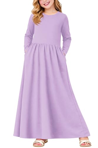 Image of Deerose Girls Maxi Dress Short Sleeve Casual Long Dresses with Pockets 5-14 Years